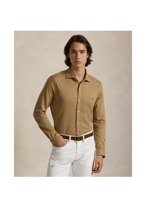 Herringbone Jersey Spread-Collar Shirt