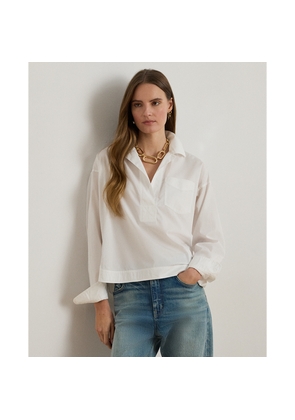 Cotton Broadcloth Cropped Shirt