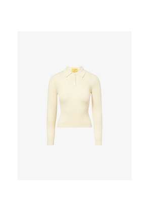 Womens Guest In Residence Shrunken Polo Fine-Knit Cashmere Top