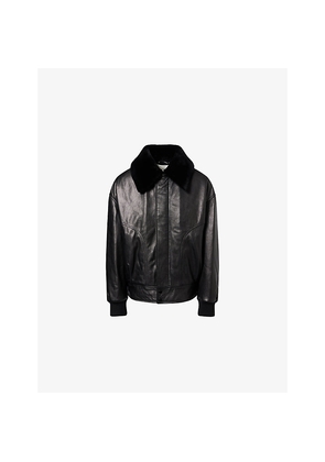 Womens Frame x Amelia Gray The Nightcap Leather Bomber Jacket