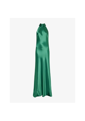 Womens Galvan Sienna Halter-Neck Satin Gown