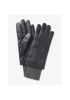 Womens The White Company Knitted-Cuff Leather Gloves