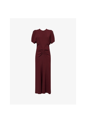 Womens Victoria Beckham Gathered Split-Sleeve Woven Midi Dress