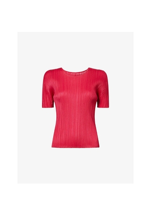 Womens Pleats Please Issey Miyake New Colorful Basics 4 Short-Sleeves Knitted Top