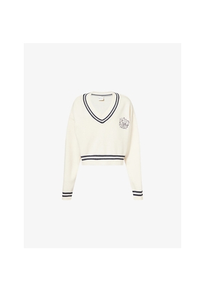 Womens Sisters & Seekers Relaxed-Fit Embroidered-Logo Knit Jumper