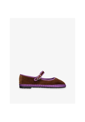 Womens Flabelus Archer Velvet Mary-Jane Flats