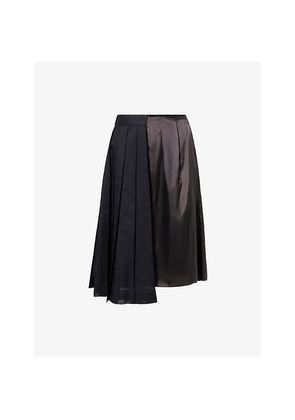 Womens Maison Margiela Pleated-Panel Asymmetric Woven Midi Skirt