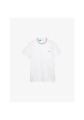 Womens Prada Crystal-Embellished Patch-Pocket Cotton-Jersey T-Shirt