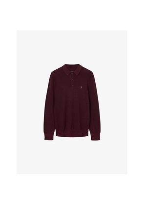 Mens Allsaints Aspen Logo-Embroidered Wool and Cotton-Blend Polo
