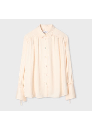 PS Paul Smith Women's Cream Gathered Blouse with Tie Sleeves White