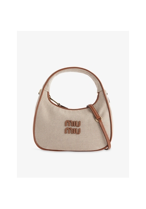 Womens Miu Miu Logo-Embellished Canvas Shoulder Bag