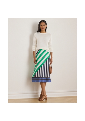 Striped Twill Midi Skirt