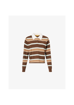 Womens Guest In Residence Cropped Striped Cashmere Rugby Shirt
