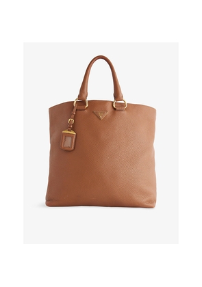 Womens Reselfridges Pre-Loved Prada Triangle-Plate Leather Tote Bag