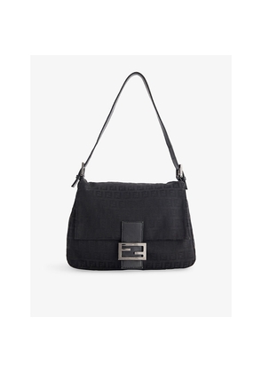Womens Reselfridges Pre-Loved Fendi Zucchino Mamma Canvas Baguette Shoulder Bag