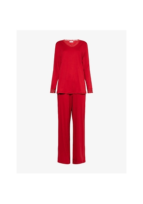 Womens Hanro Moments Lace-Trimmed Cotton Pyjama Set