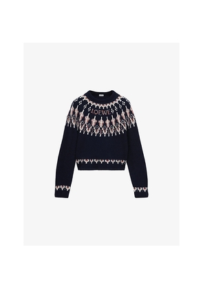 Womens Loewe Branded Fairisle-Pattern Wool-Blend Jumper