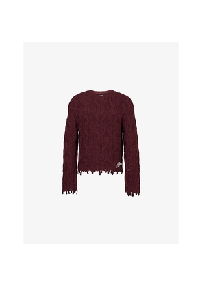 Mens Honor The Gift Drip-Hem Cable-Knit Cotton-Blend Jumper