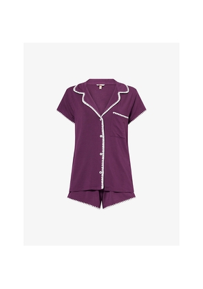 Womens Eberjey Frida Contrast-Piping Stretch-Jersey Pyjamas Set