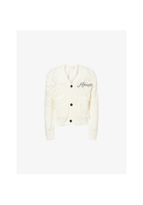 Mens Honor The Gift V-Neck Cable-Knit Cotton-Blend Cardigan