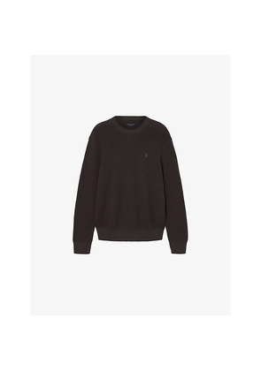 Mens Allsaints Aspen Logo-Embroidered Cotton and Wool-Blend Jumper