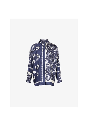 Womens Weekend Max Mara Graphic-Print Patch-Pocket Silk Blouse