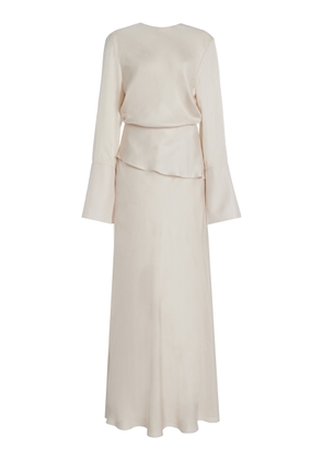 Brandon Maxwell - The Violet Tiered Fluid Twill Maxi Dress - Off-White - US 0 - Moda Operandi