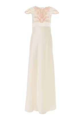 Chloé Lace-Trimmed Silk Satin Maxi Dress - Moda Operandi