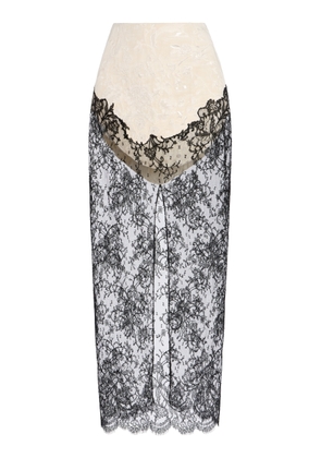 Wiederhoeft Lace-Paneled Brocade Maxi Skirt - Moda Operandi