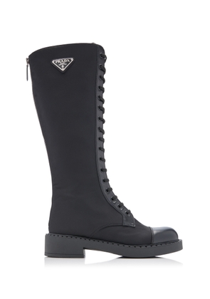 Prada Leather-Trimmed Nylon Lace-Up Knee Boots - Moda Operandi