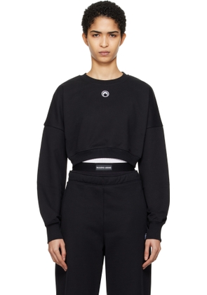 Marine Serre Black Moon Logo Fleece Cropped Sweatshirt