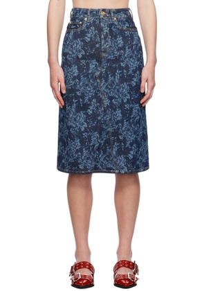 GANNI Blue Lazer Denim Midi Skirt