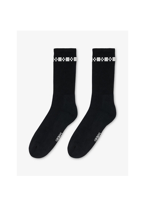 Mens Sandro Embroidered-Trim Ribbed Stretch-Cotton Socks