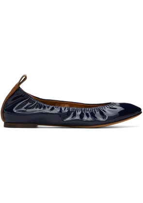 Lanvin Navy Patent Leather Ballerina Flats