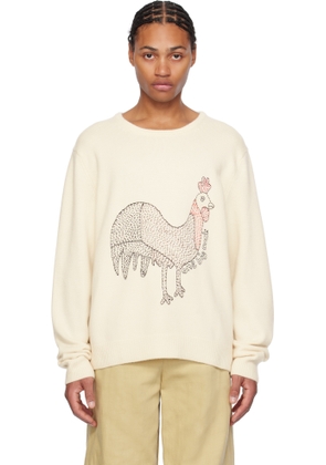 Glass Cypress White 'One Big Cock' Cashmere Sweater
