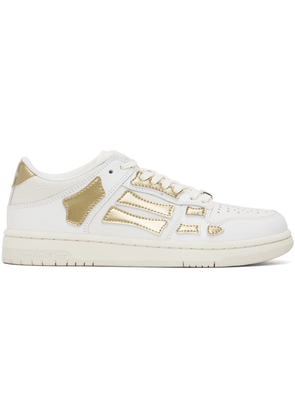 AMIRI White & Gold Metallic Skel Top Low Sneakers