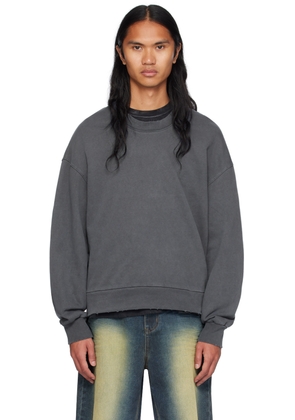 We11done Gray Wide Neck Hoodie