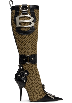 Balenciaga Beige & Black Essex 110mm Tall Boots
