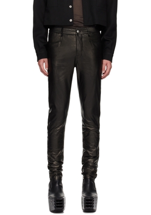Rick Owens Black Porterville Tyrone Leather Pants
