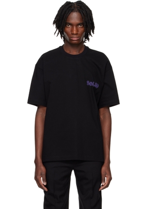 Solid Homme Black Embroidered Graphic T-shirt