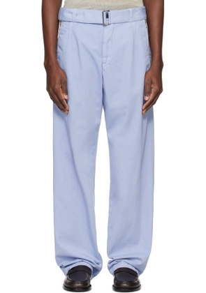 Dries Van Noten Blue Straight Belted Trousers