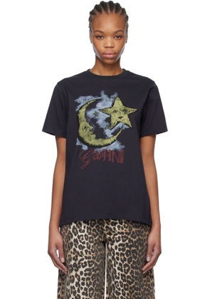 GANNI Black Basic Jersey Moonlight Relaxed T-shirt