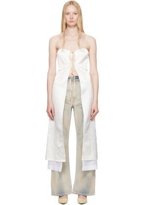 MM6 Maison Margiela Off-White Washed Viscose Satin Dress Top