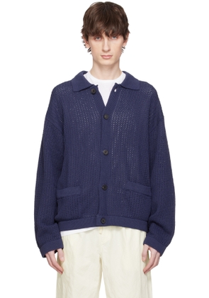 DOCUMENT Navy Hanji Paper Open Net Cardigan