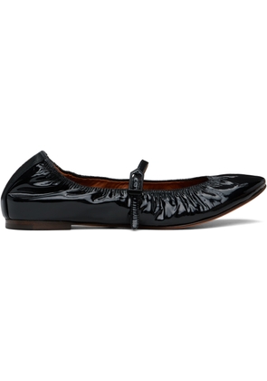 Lanvin Black Mary Jane Glossy Leather Ballerina Flats
