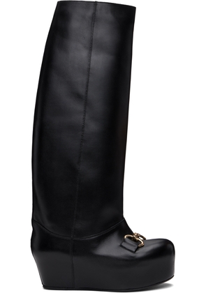 LAURA ANDRASCHKO Black Riding Buckle Tall Boots