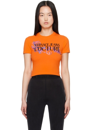 Versace Jeans Couture Orange Crystal Outline Barocco T-shirt