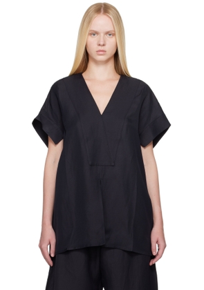 Studio Nicholson Navy Circe Linen Top