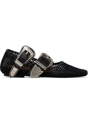 Toga Pulla SSENSE Exclusive Black Crochet Net Jet Ballerina Flats