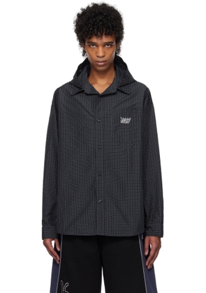 Kijun Navy & Black Check Hoodie Shirt